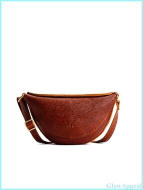 Full-Grain Leather Sling Bag Adjustable Crossbody Purse Magnetic Closure